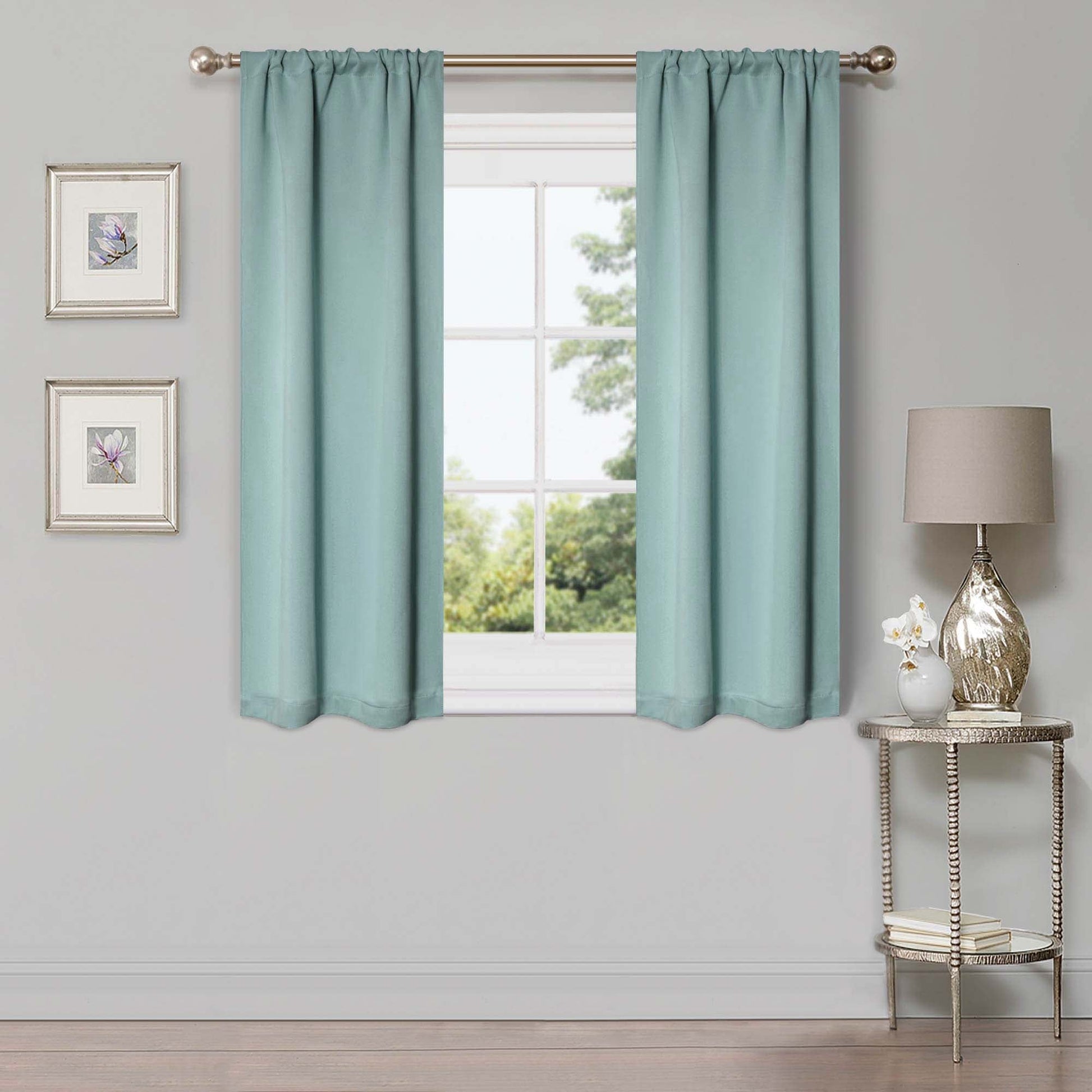 Solid Room Darkening Rod Pocket Blackout Curtain Panels, Set of 2 - GreenLily