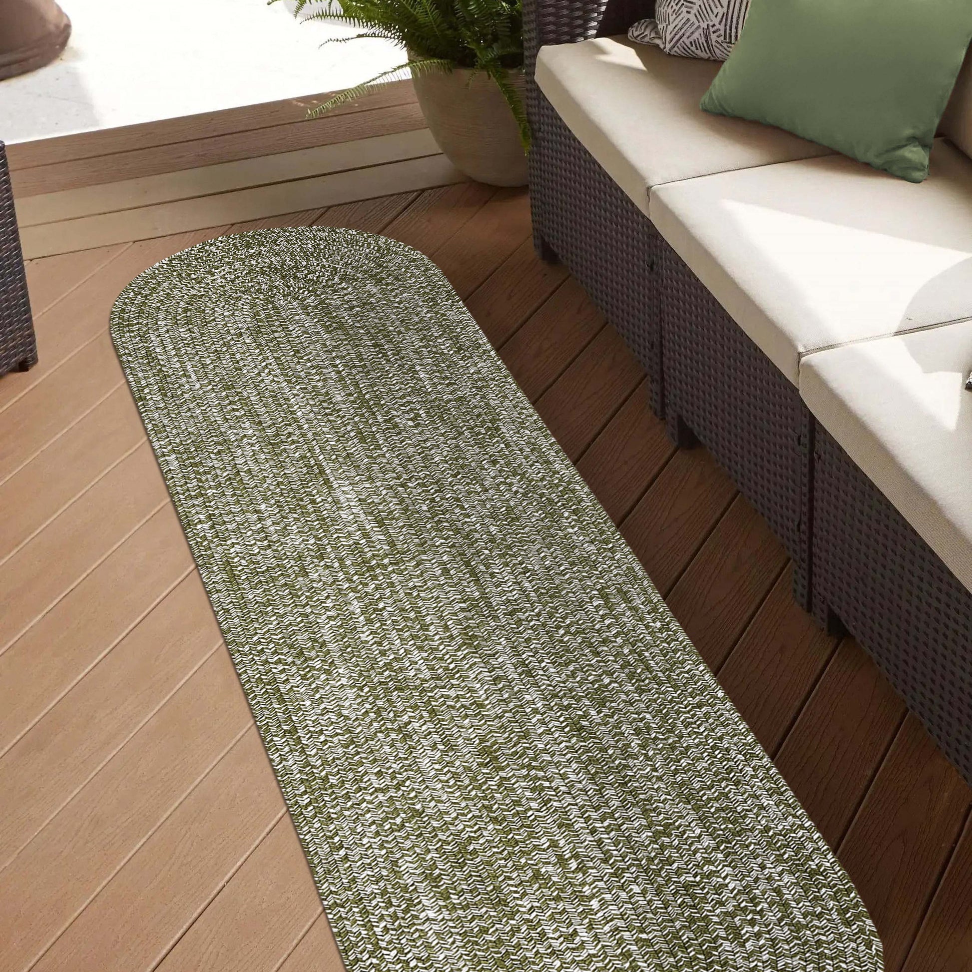 Reversible Braided Eco-Friendly Area Rug Indoor Outdoor Rugs - GreenWhite