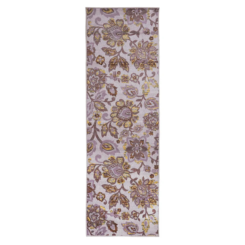 Jezabel Floral Non-Slip Washable Indoor Area Rug or Runner - Gray