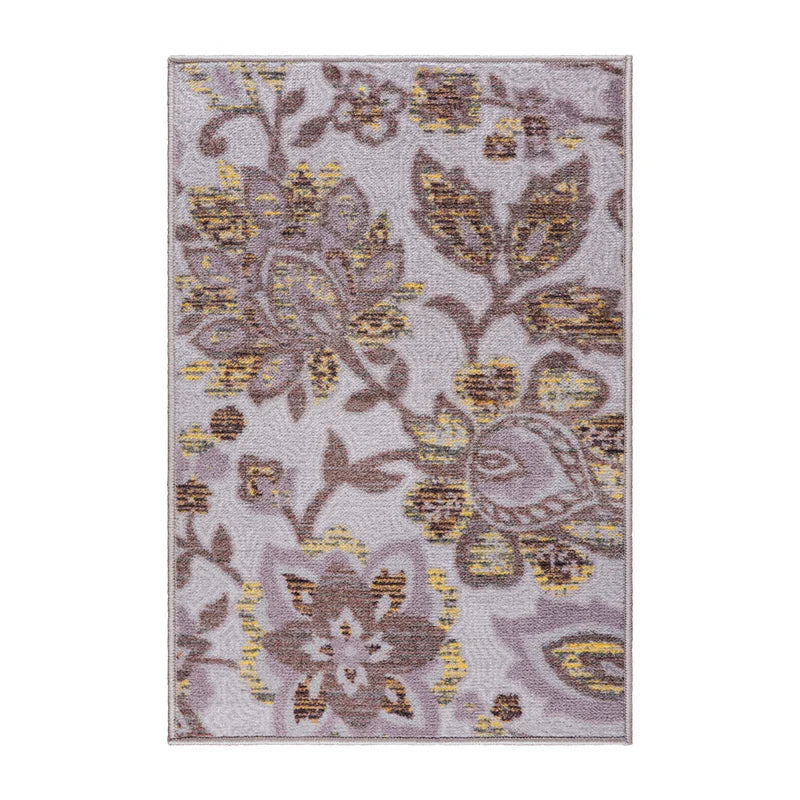 Jezabel Floral Non-Slip Washable Indoor Area Rug or Runner - Gray
