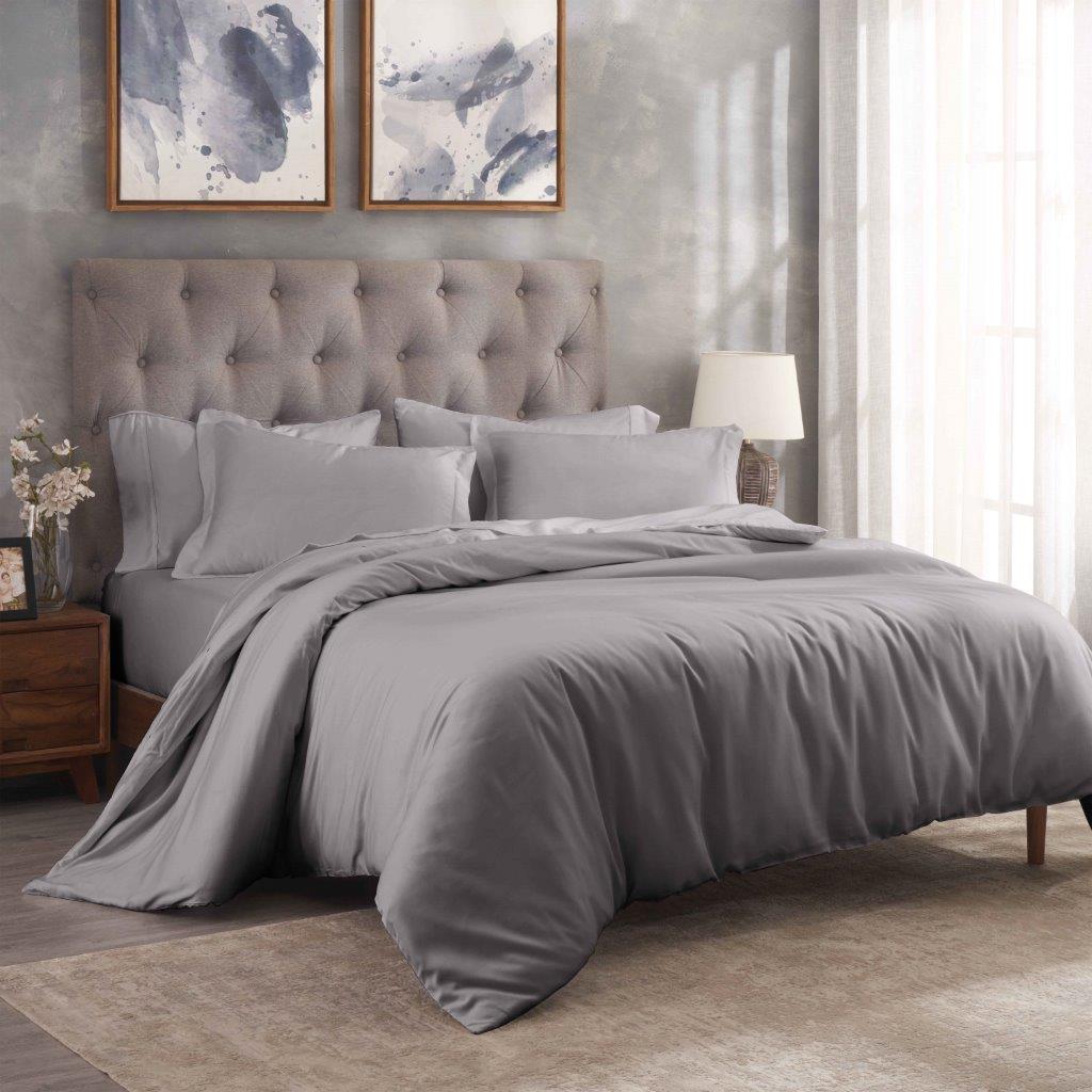 300 Thread Count Modal from Beechwood Solid Duvet Cover Set - Grey