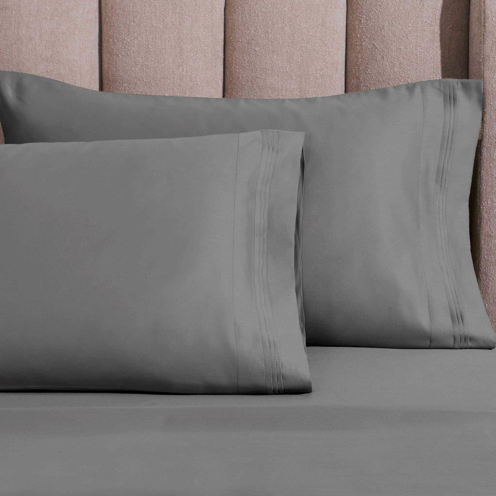 1500 Thread Count Egyptian Cotton 2 Piece Solid Pillowcase Set - Gray