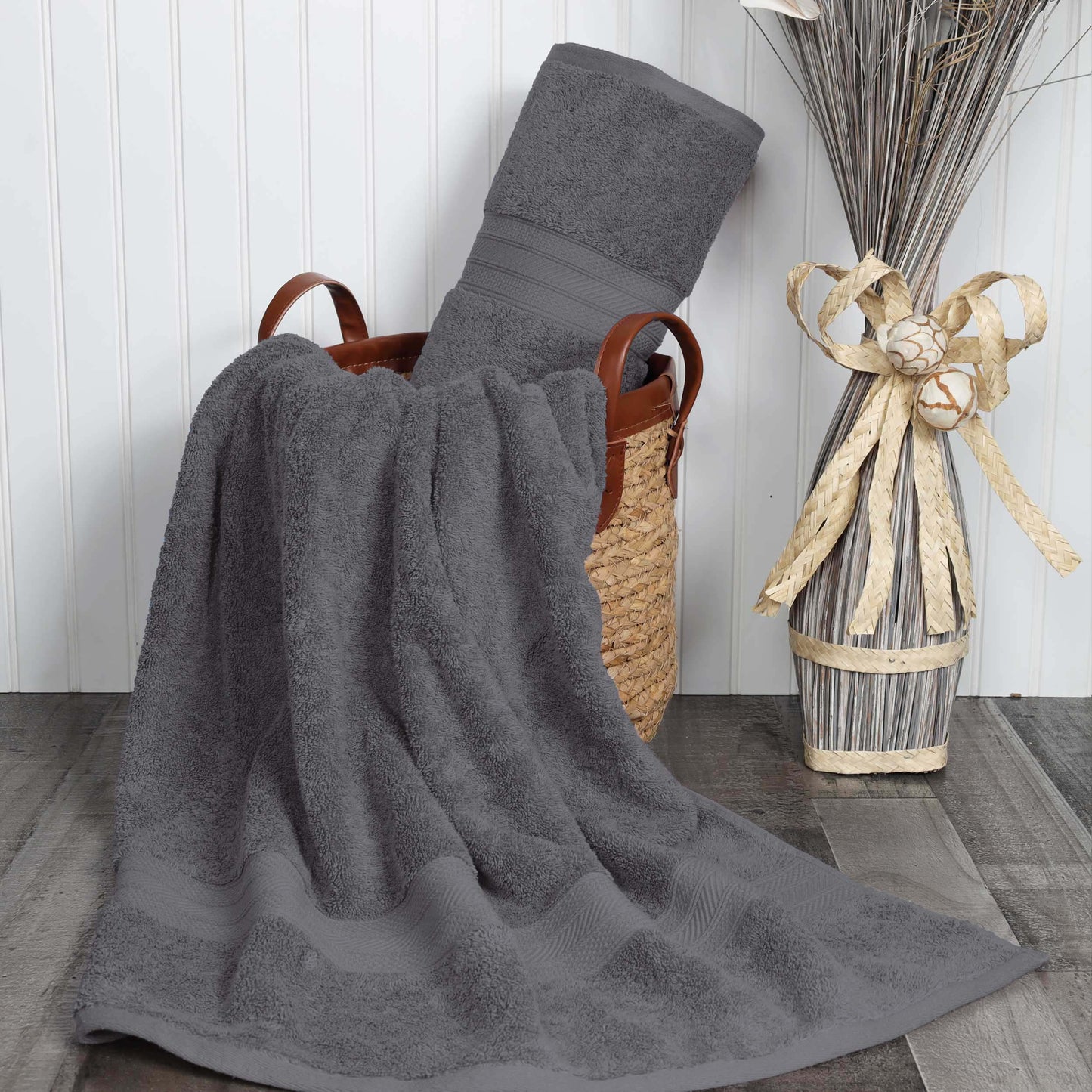 Cotton Heavyweight Absorbent Plush 2 Piece Bath Sheet Set - Gray