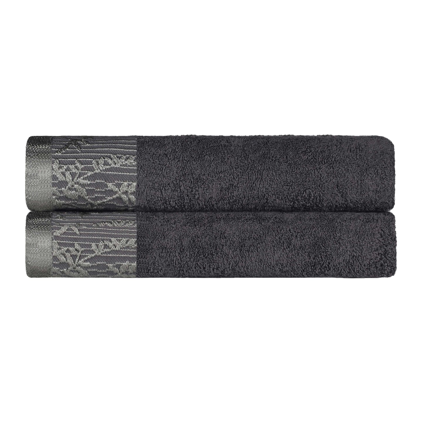 Wisteria Cotton Medium Weight Floral Jacquard Bath Towels, Set of 2