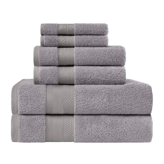 Turkish Cotton Highly Absorbent Solid 6 Piece Towel Set - Gray