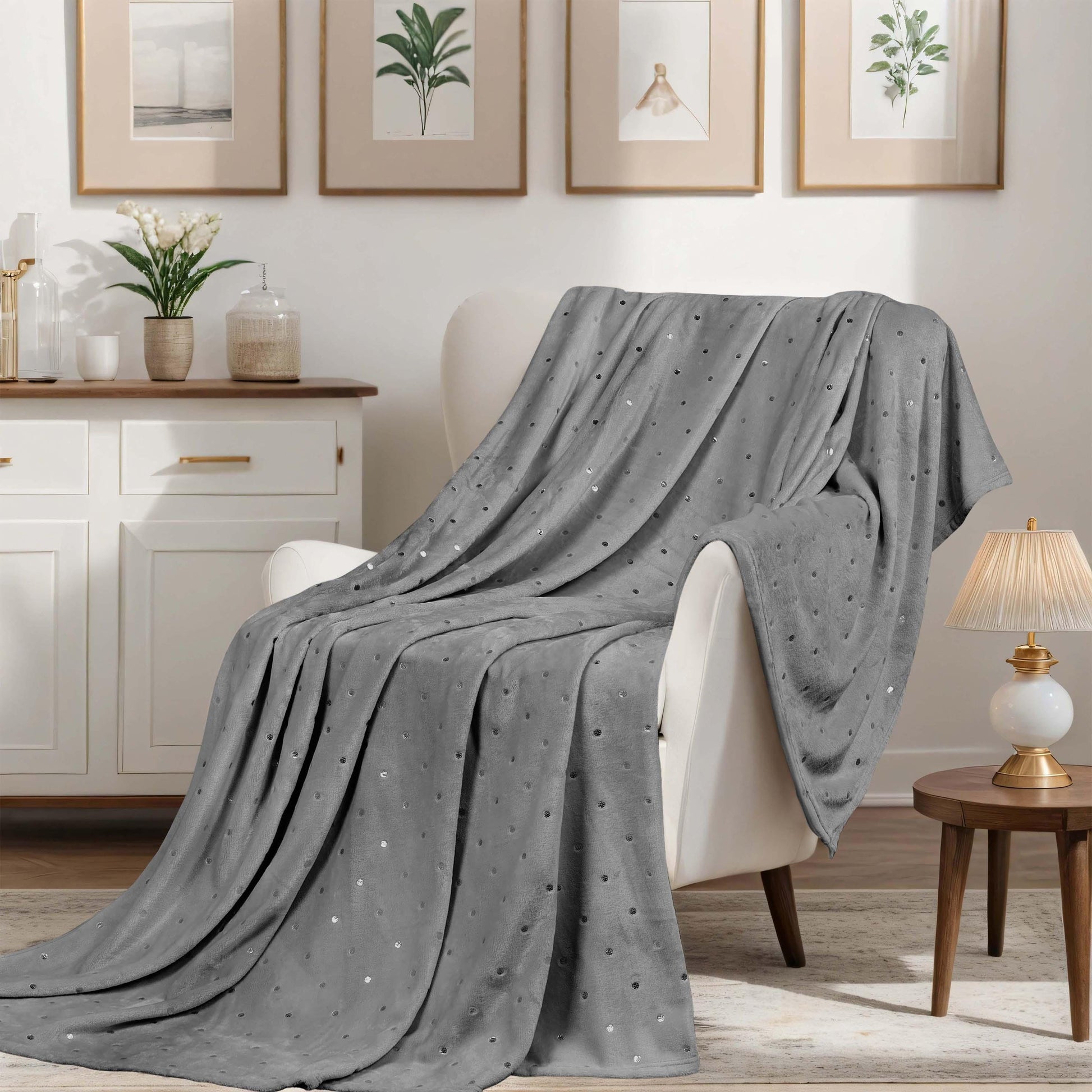 Fleece Plush Medium Weight Fluffy Soft Decorative Blanket Or Throw - Gray