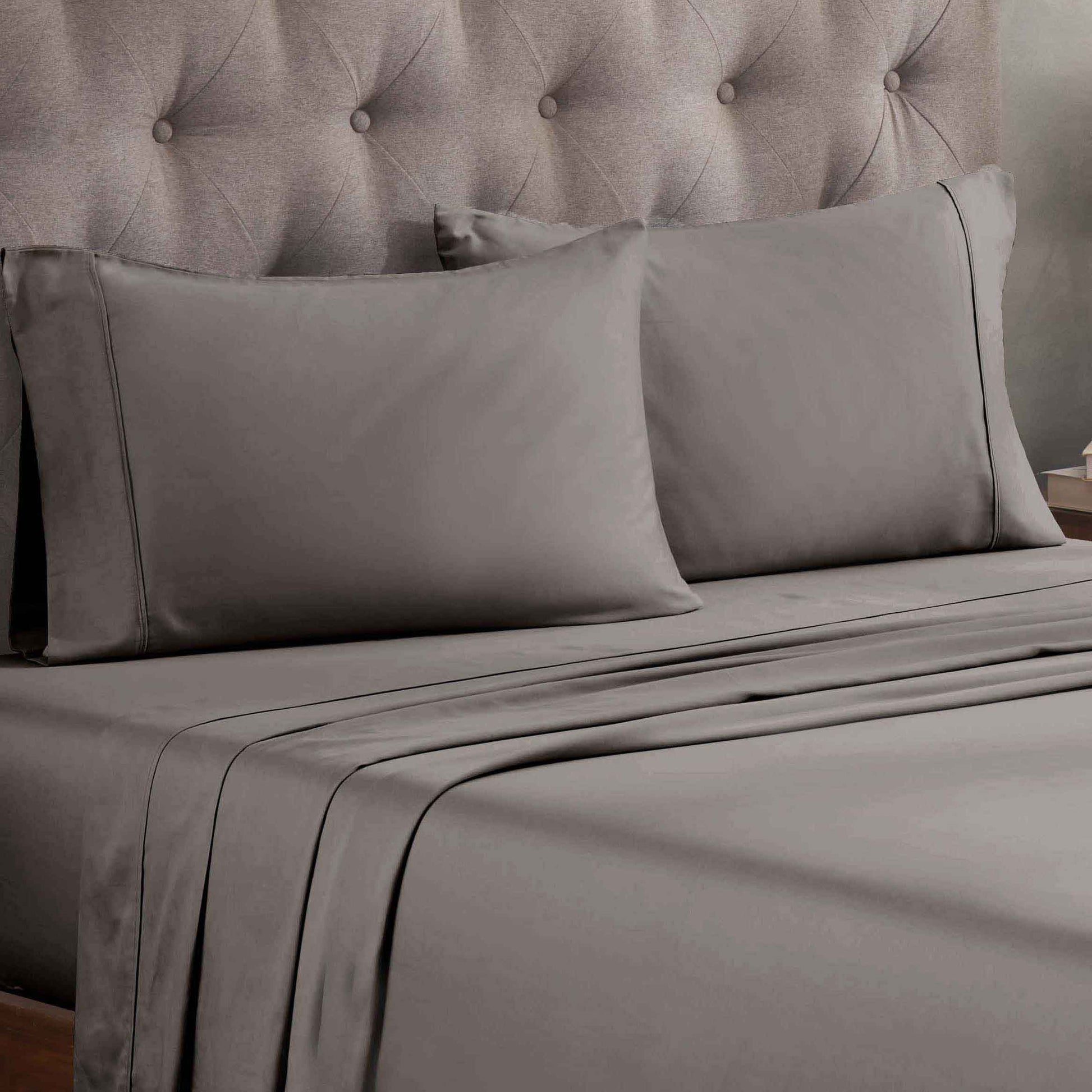 Egyptian Cotton 300 Thread Count Solid Deep Pocket Sheet Set - Gray