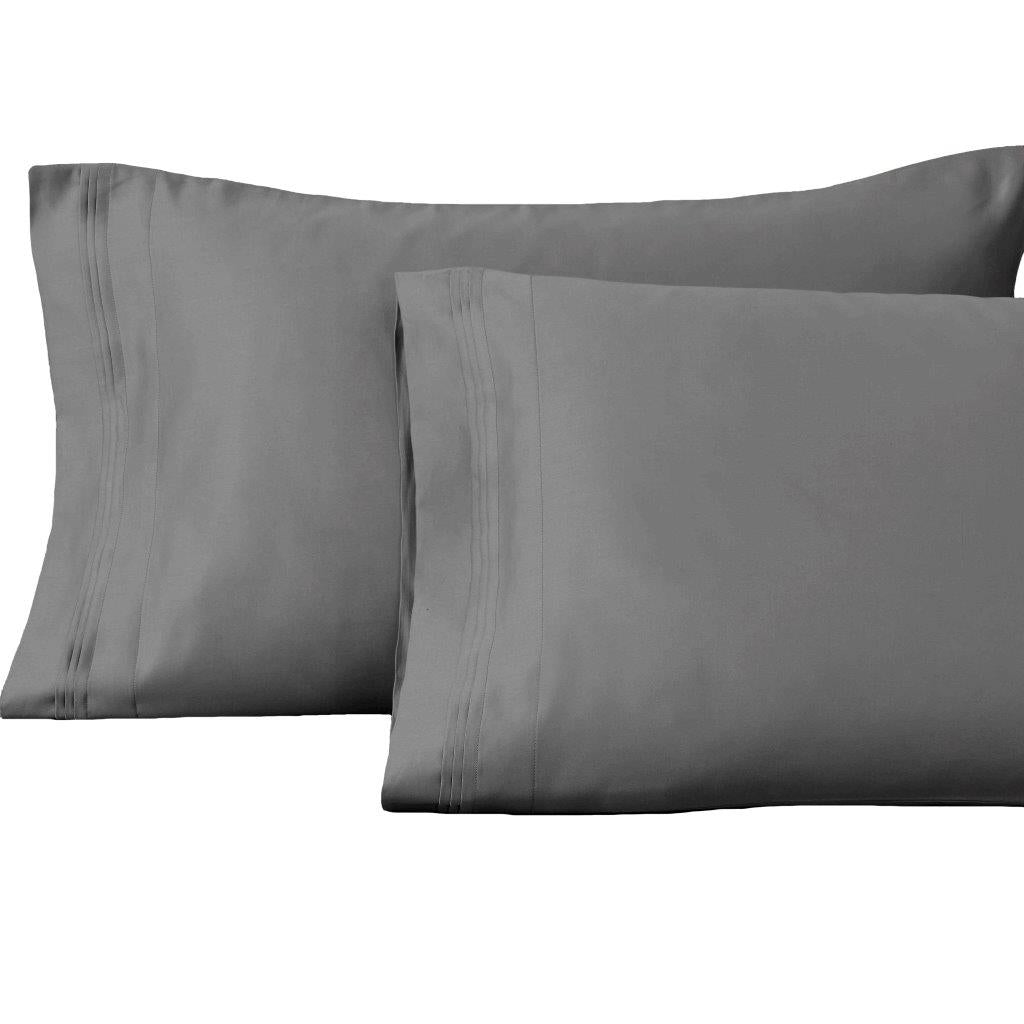1500 Thread Count Egyptian Cotton 2 Piece Solid Pillowcase Set - Gray
