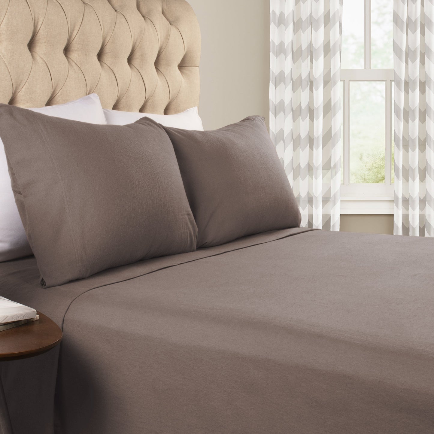 Solid Flannel Cotton Soft Warm Deep Pocket Sheet Set - Gray