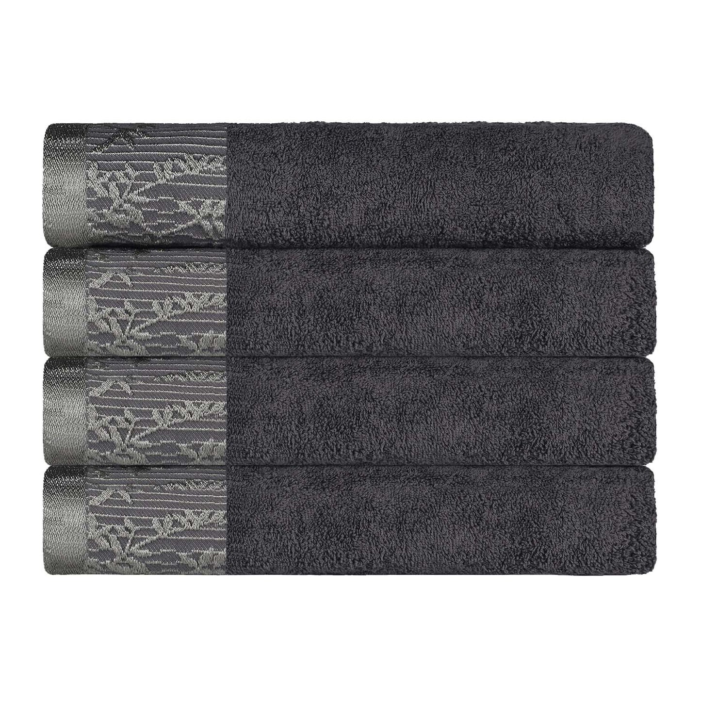 Wisteria Cotton Medium Weight Floral Jacquard Bath Towels, Set of 4