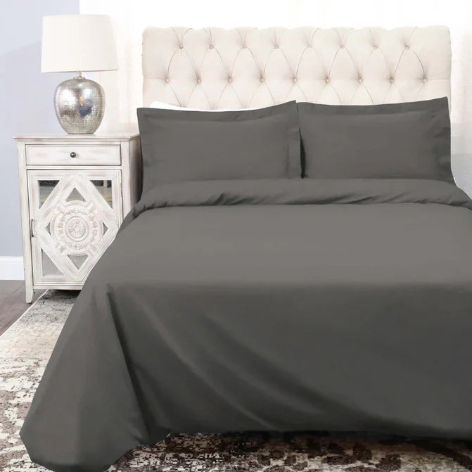 Cotton Percale Modern Traditional Duvet Cover Set - Gray
