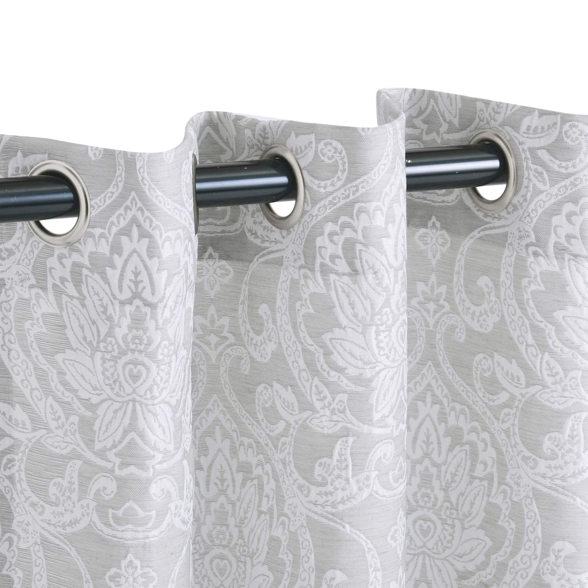 Jacquard Light Filtering Floral Damask Grommet Curtain Panels Set of 2 - Gray