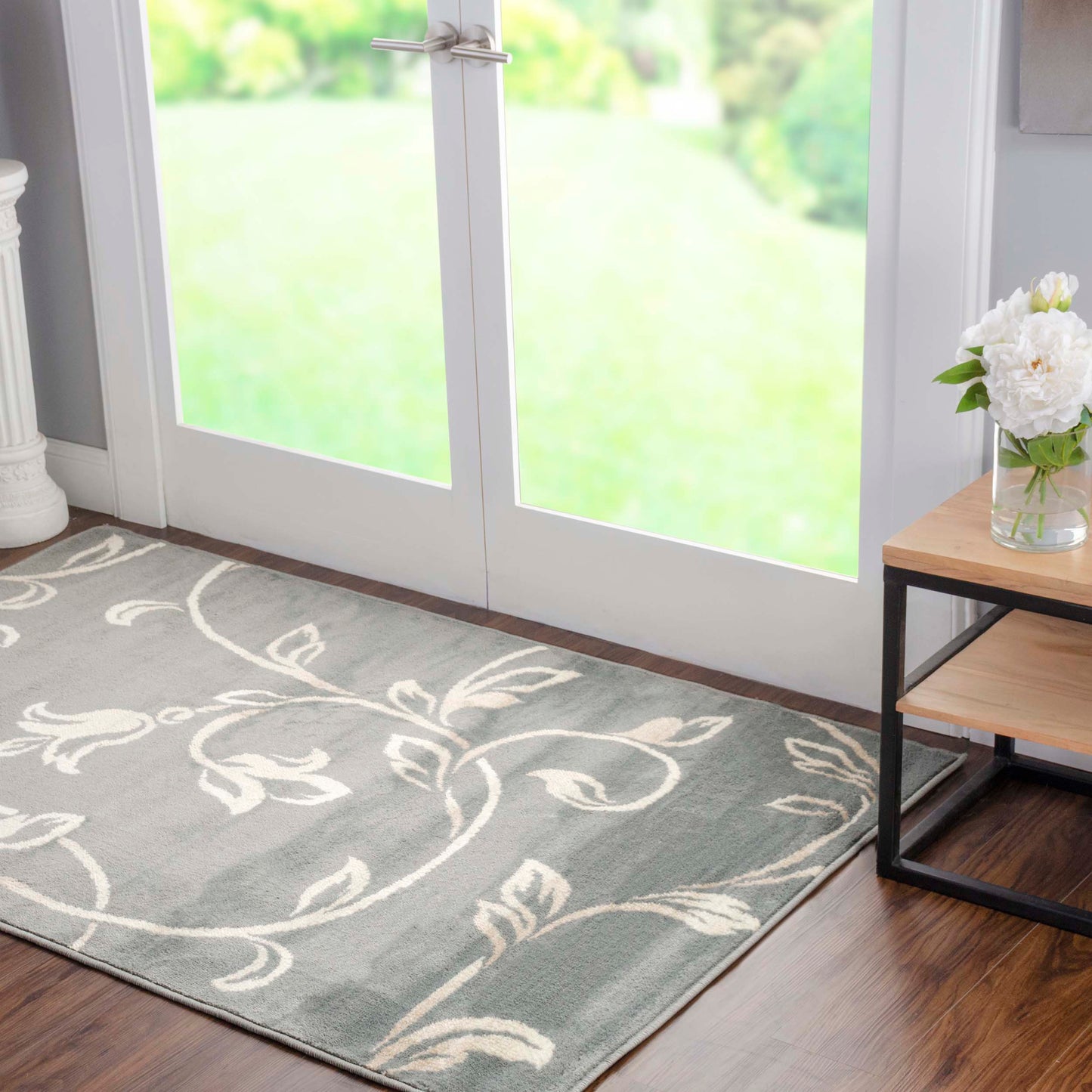 Vine Modern Floral Filigree Pattern Area Rug or Runner Rug