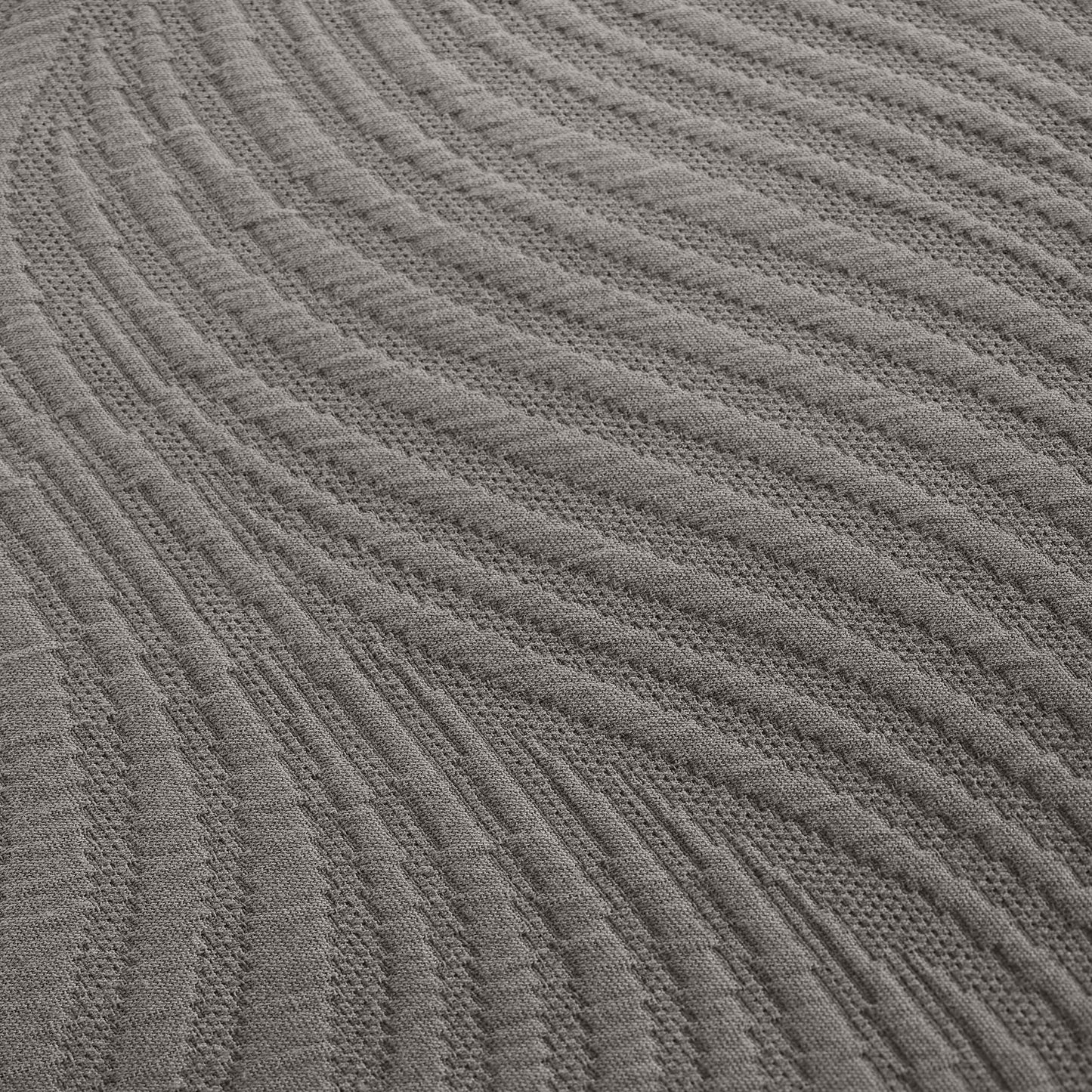 Cascade Cotton Jacquard Matelassé 3-Piece Bedspread Set - Gray