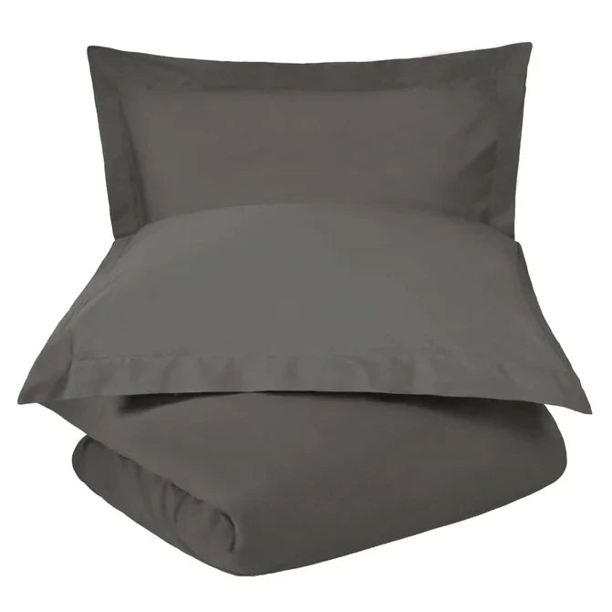 Cotton Percale Modern Traditional Duvet Cover Set - Gray