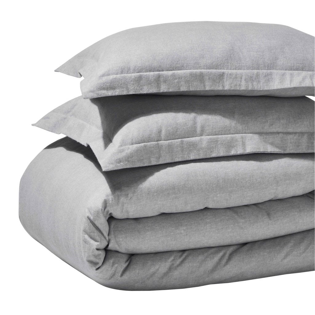 Melange Flannel Cotton Fuzzy Warm Two-Toned Duvet Cover Set