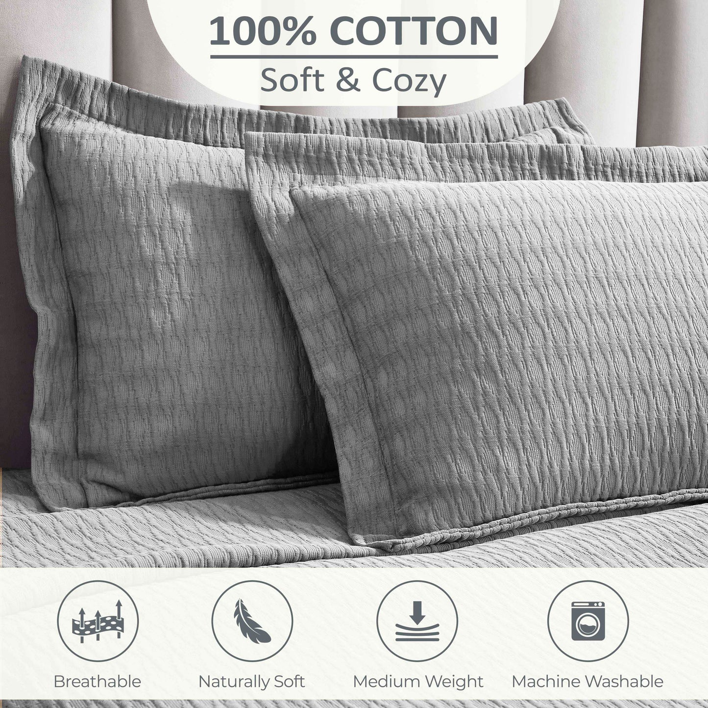 Superior Calvert Cotton Matelasse Weave Diamond Lattice Bedspread Set