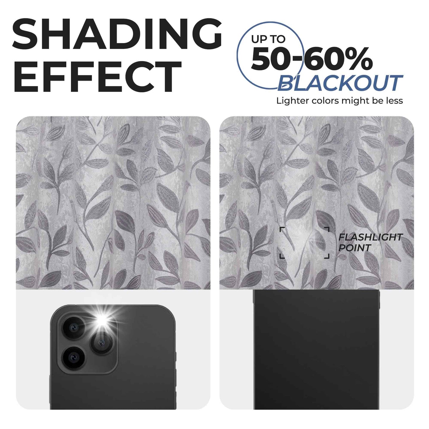 Leaves Room Darkening Washable Blackout Curtain Panels, Set of 2