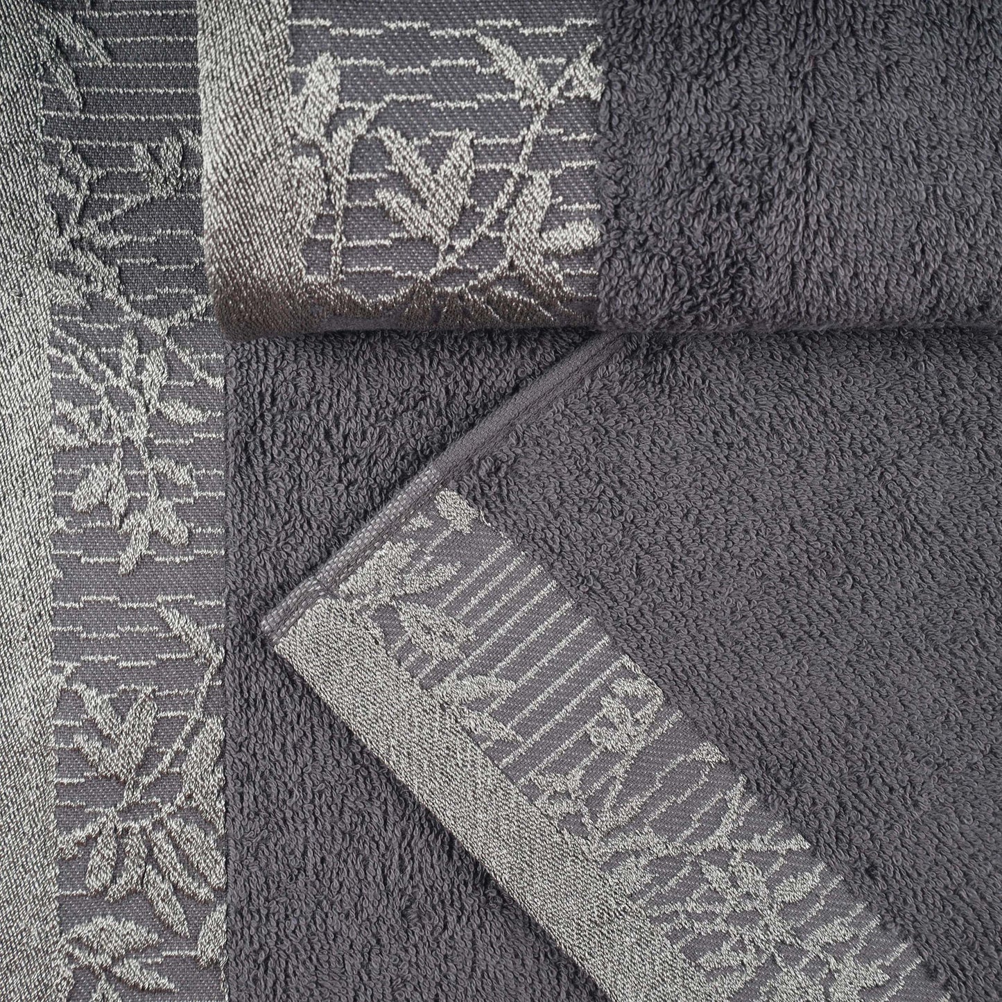 Wisteria Cotton Medium Weight Floral Jacquard Border 6 Piece Towel Set