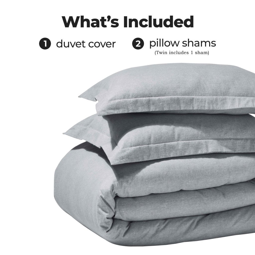 Melange Flannel Cotton Fuzzy Warm Two-Toned Duvet Cover Set