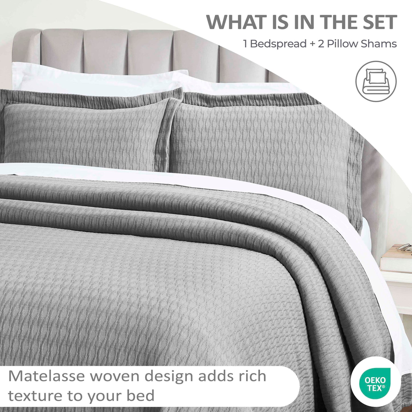 Superior Calvert Cotton Matelasse Weave Diamond Lattice Bedspread Set