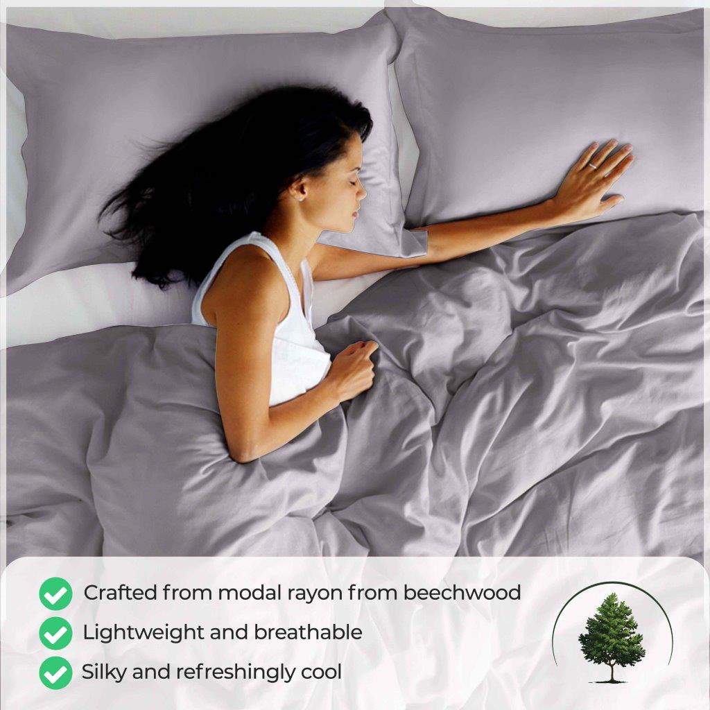 300 Thread Count Modal from Beechwood Solid Duvet Cover Set - Grey