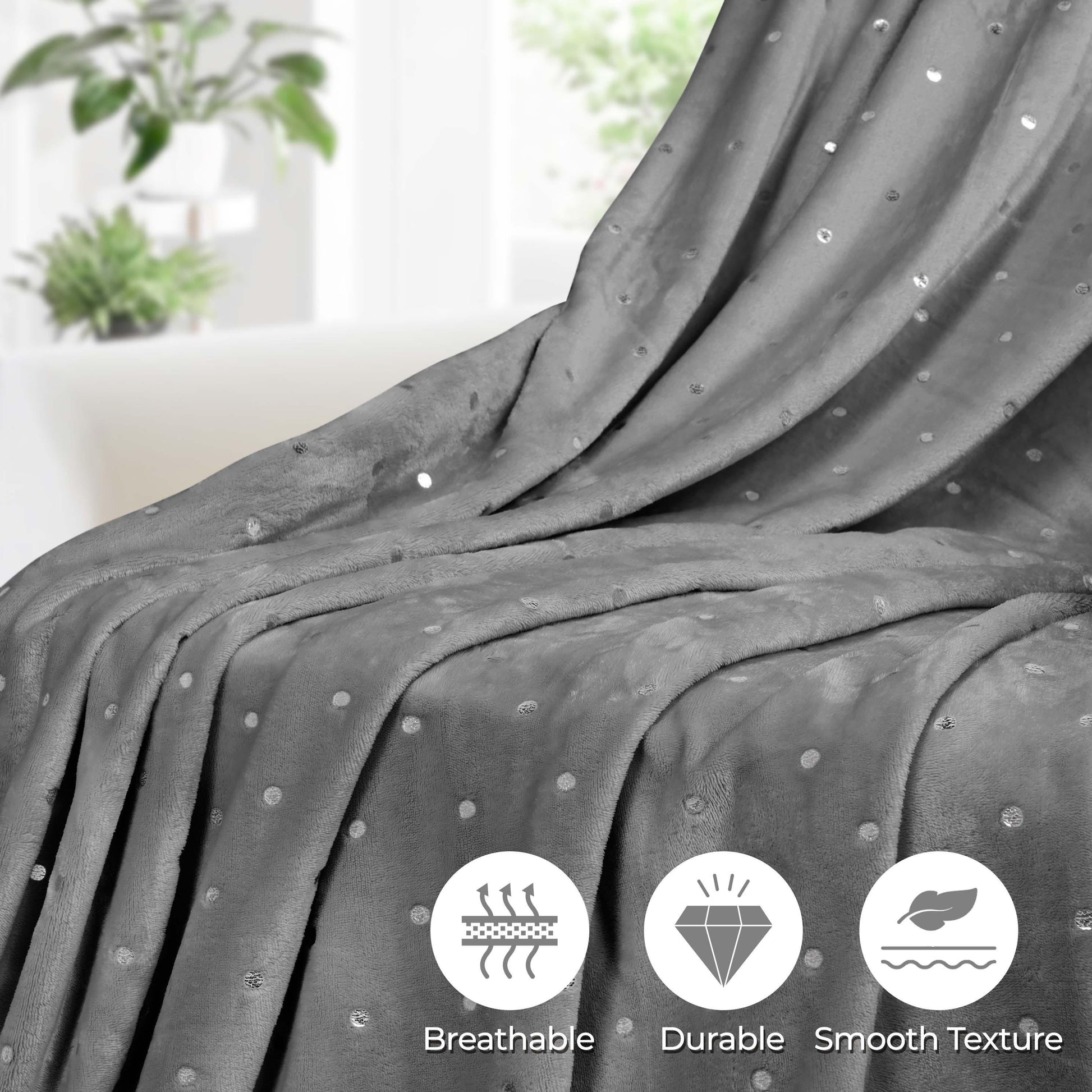 Fleece Plush Medium Weight Fluffy Soft Decorative Blanket Or Throw - Gray