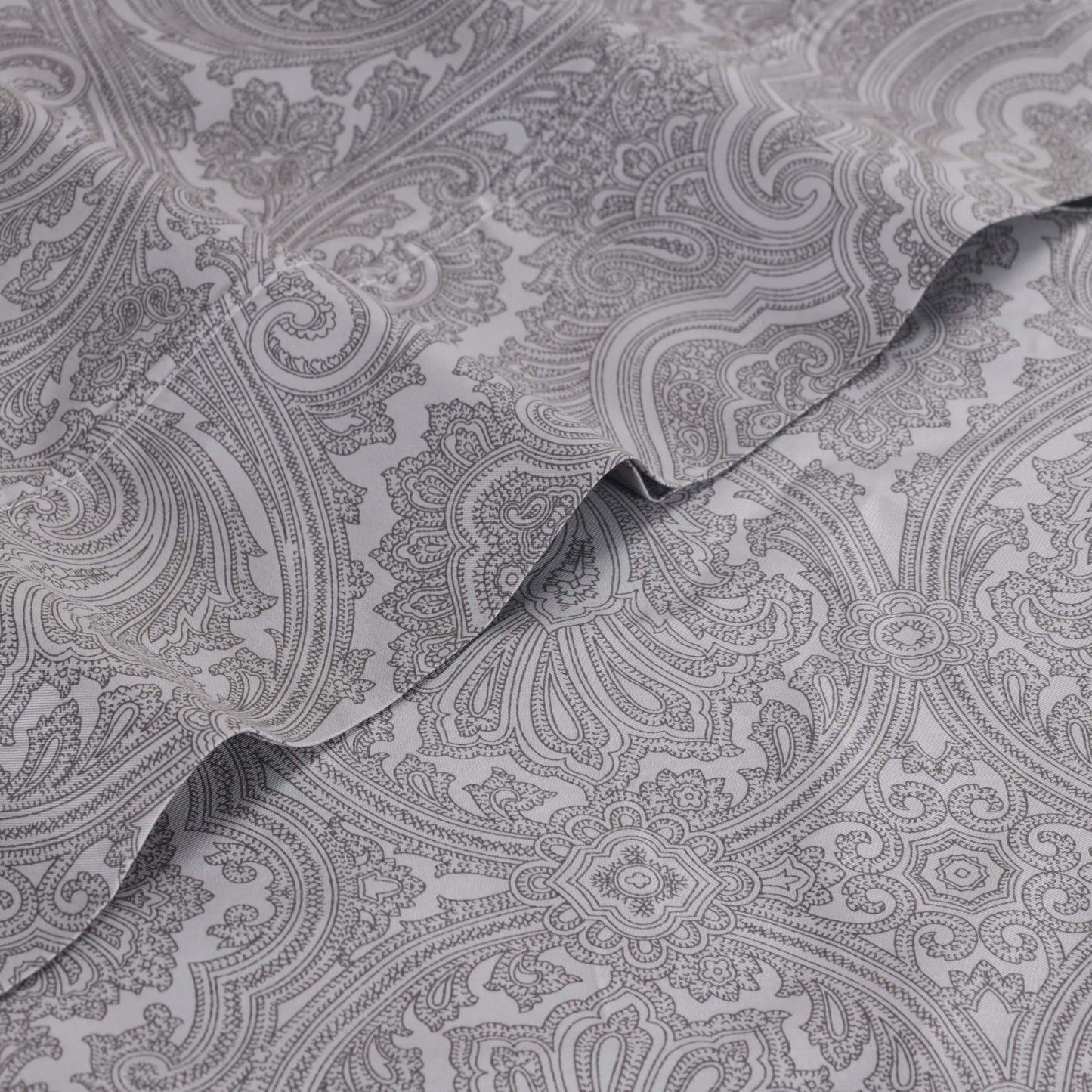 Italian Paisley 600 Thread Count Cotton Blend Deep Pocket Sheet Set - Gray
