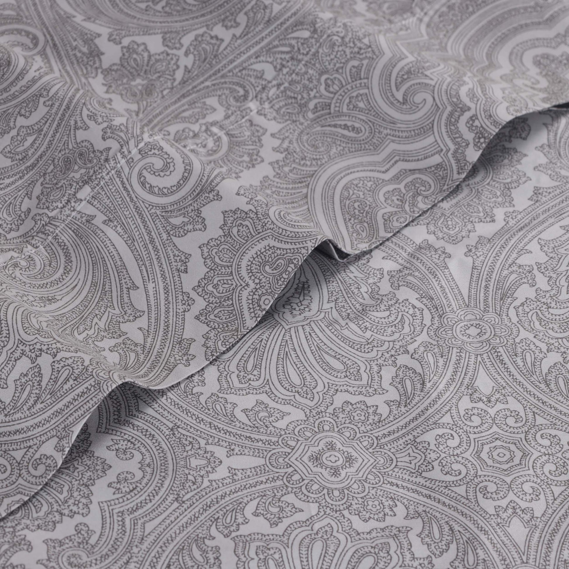 Italian Paisley 600 Thread Count Cotton Blend Deep Pocket Sheet Set - Gray