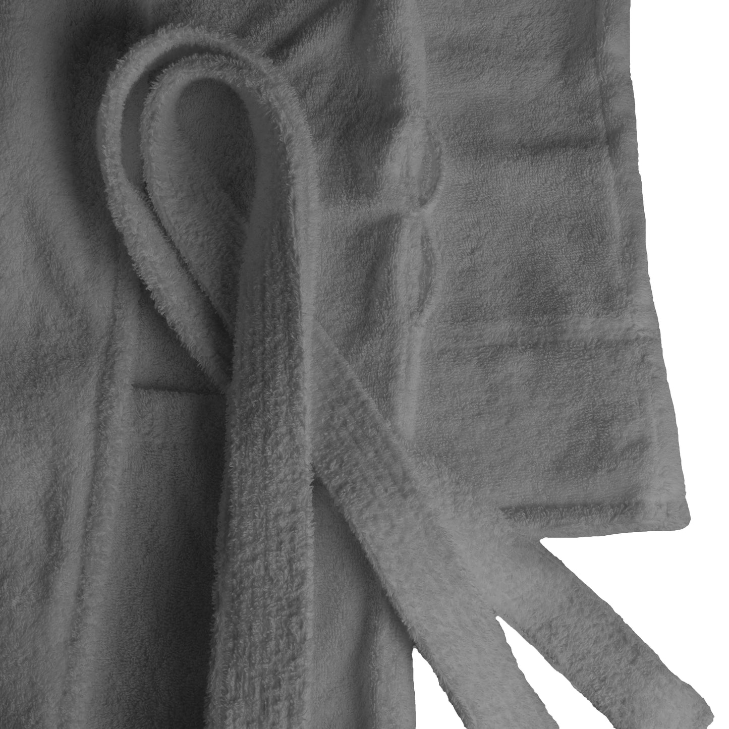 Classic Men's Bath Robe Turkish Cotton Bathrobe with Adjustable Belt - Gray