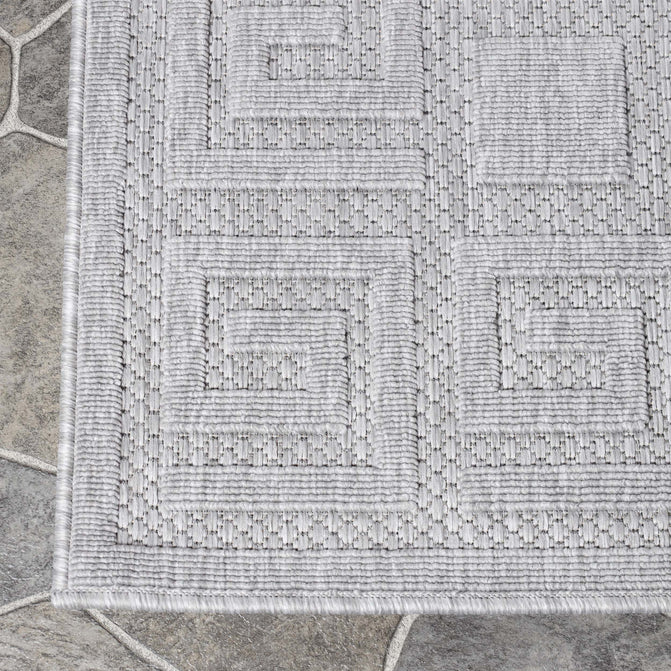 Geometric Greek Key Area Rug Indoor Outdoor Rugs - Gray