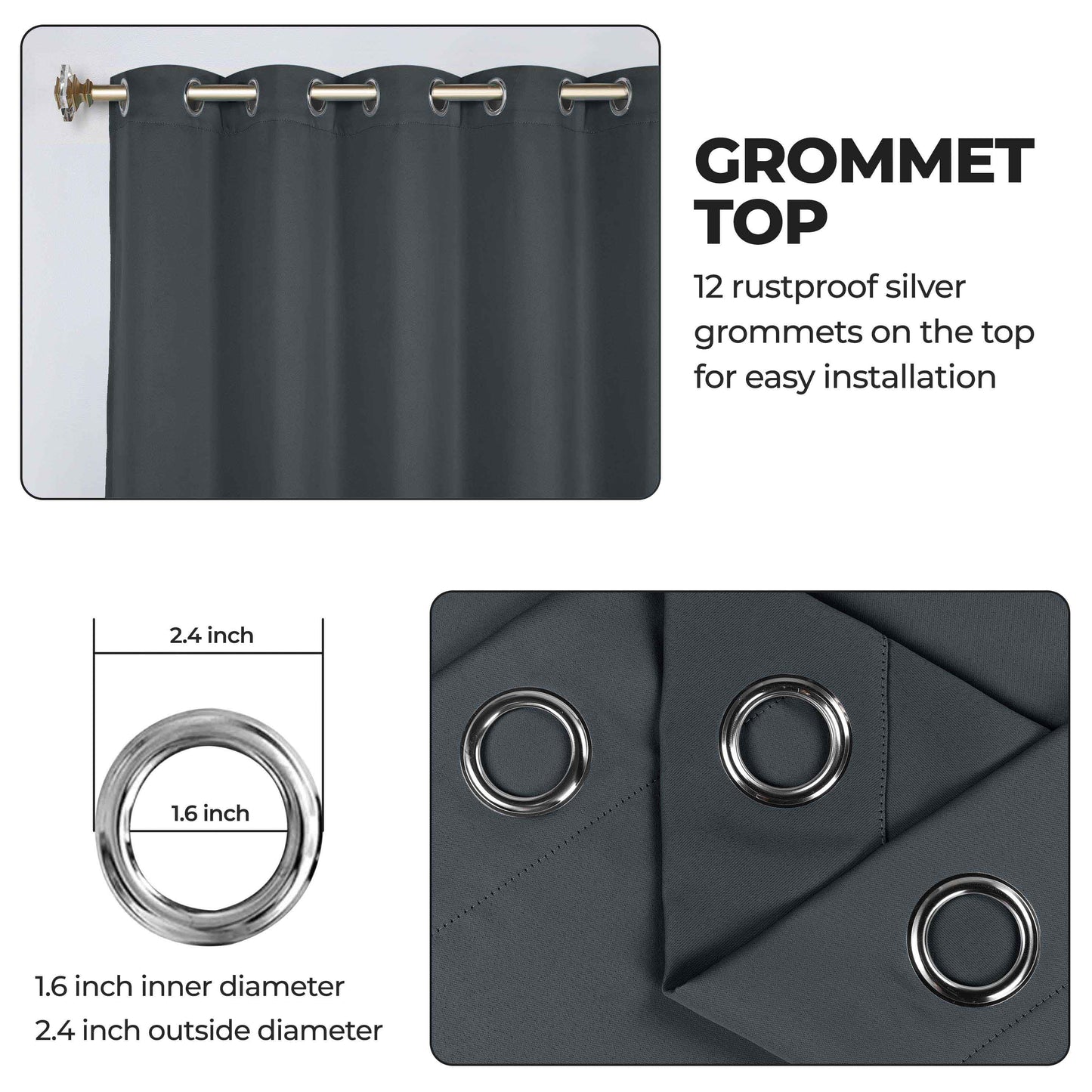 Classic Modern Solid Room Darkening Blackout Curtain Panels, Set of 2
