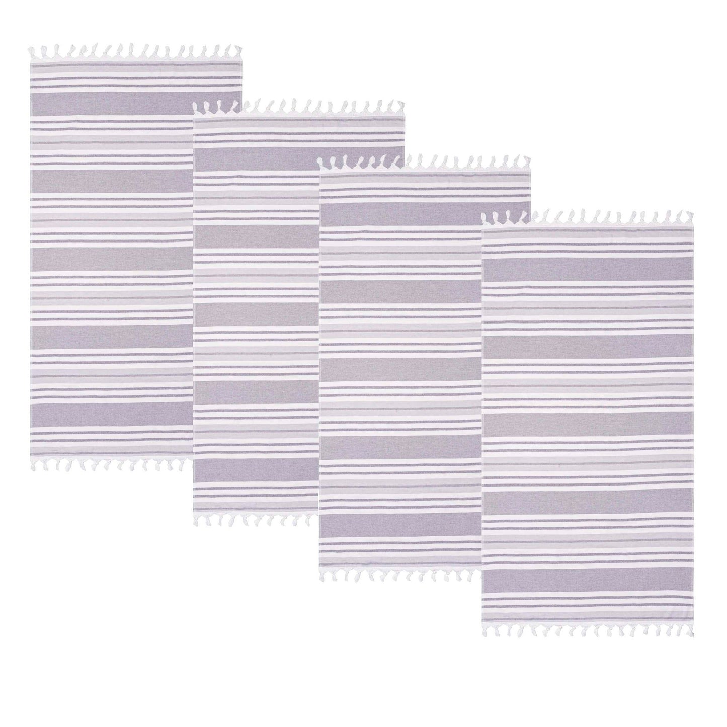 Racer Stripe Fouta 4 Piece Beach Towel Set with Tassels