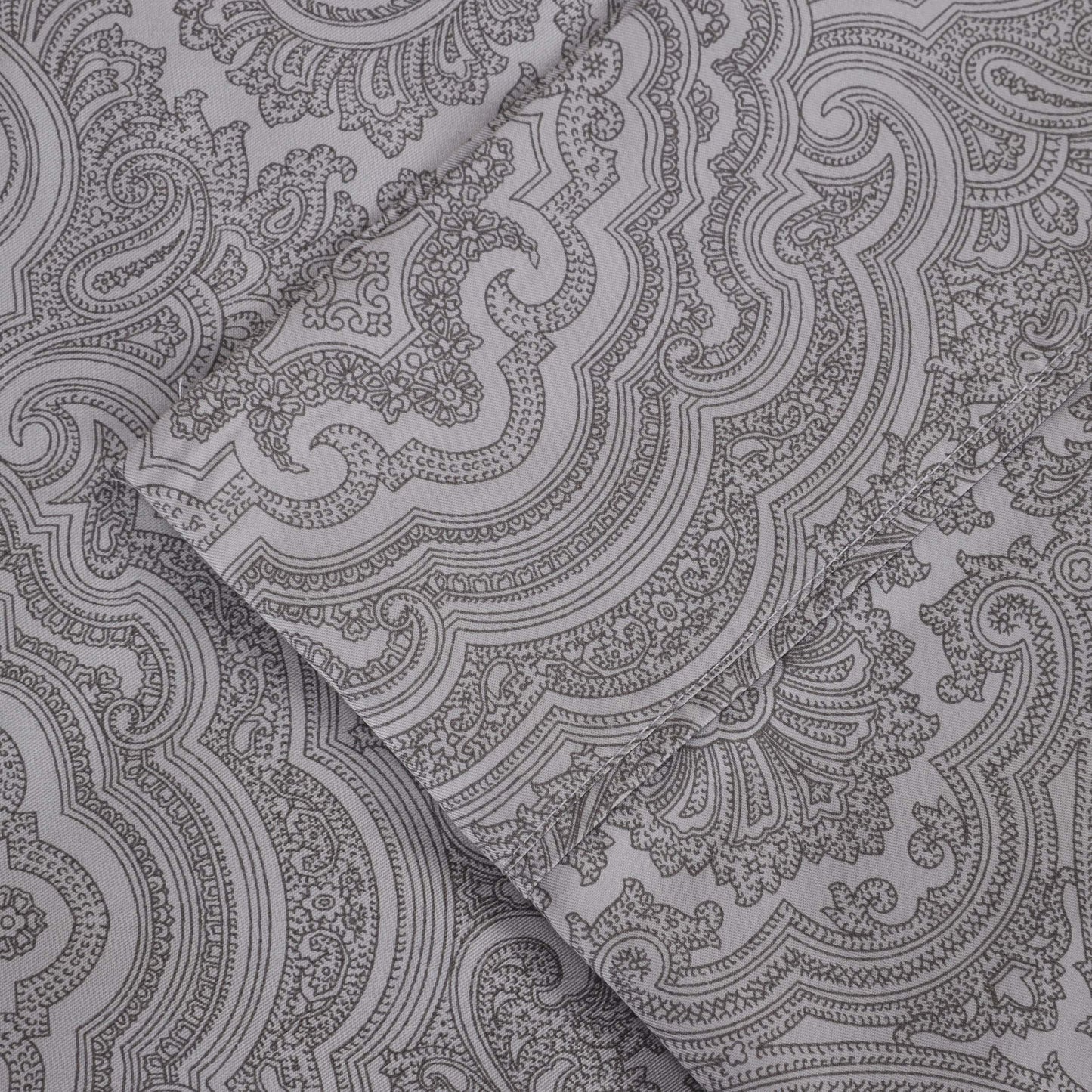 Italian Paisley 600 Thread Count Cotton Blend Deep Pocket Sheet Set - Gray