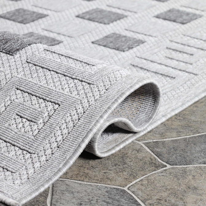 Geometric Greek Key Area Rug Indoor Outdoor Rugs - Gray