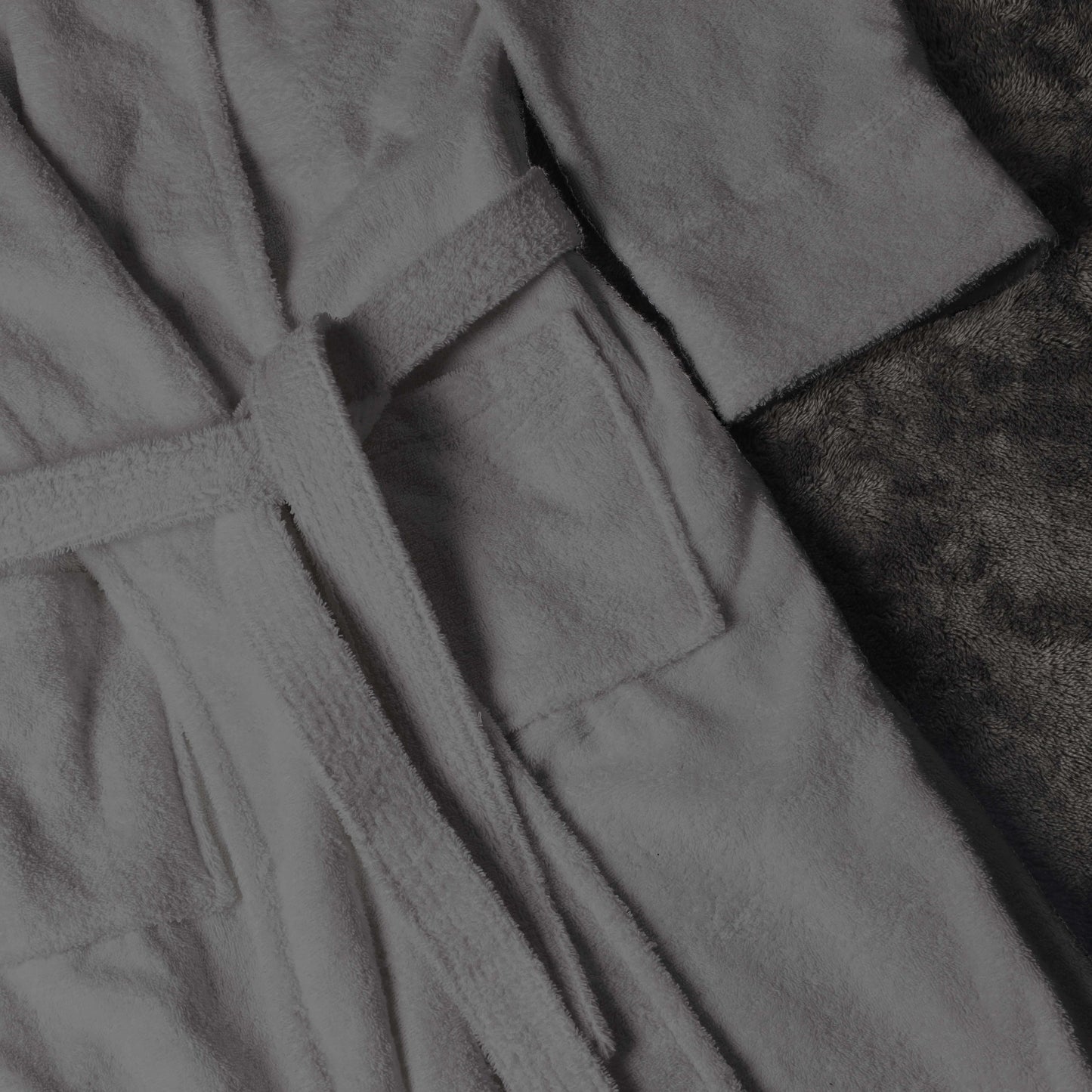 Classic Men's Bath Robe Turkish Cotton Bathrobe with Adjustable Belt - Gray