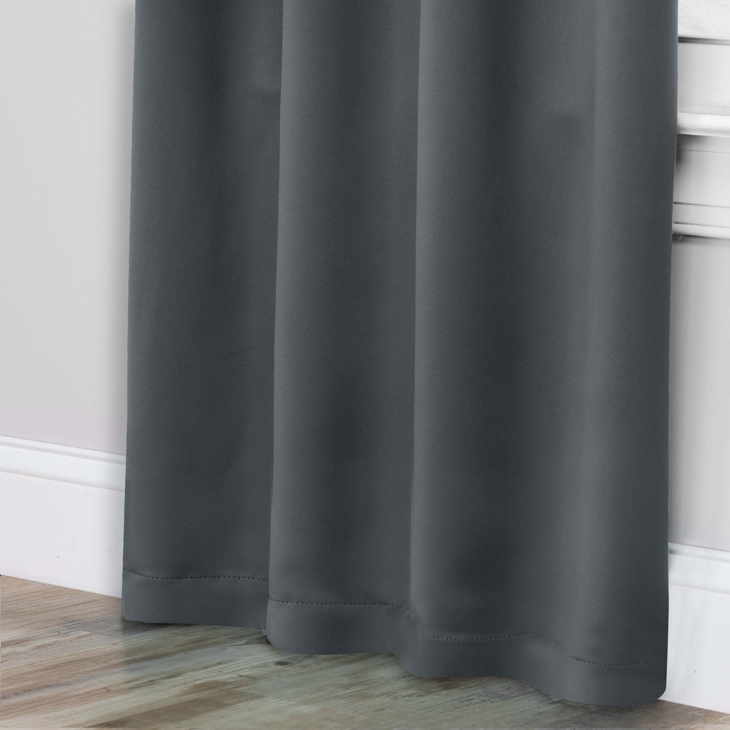 Solid Room Darkening Rod Pocket Blackout Curtain Panels, Set of 2 - Gray