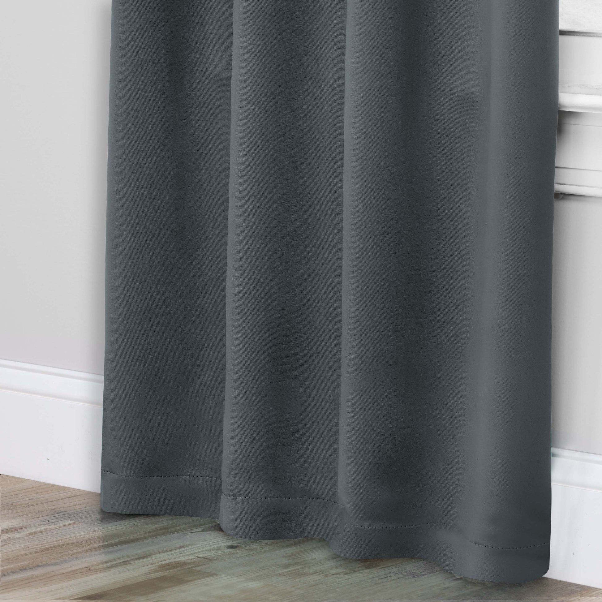 Solid Room Darkening Rod Pocket Blackout Curtain Panels, Set of 2 - Gray