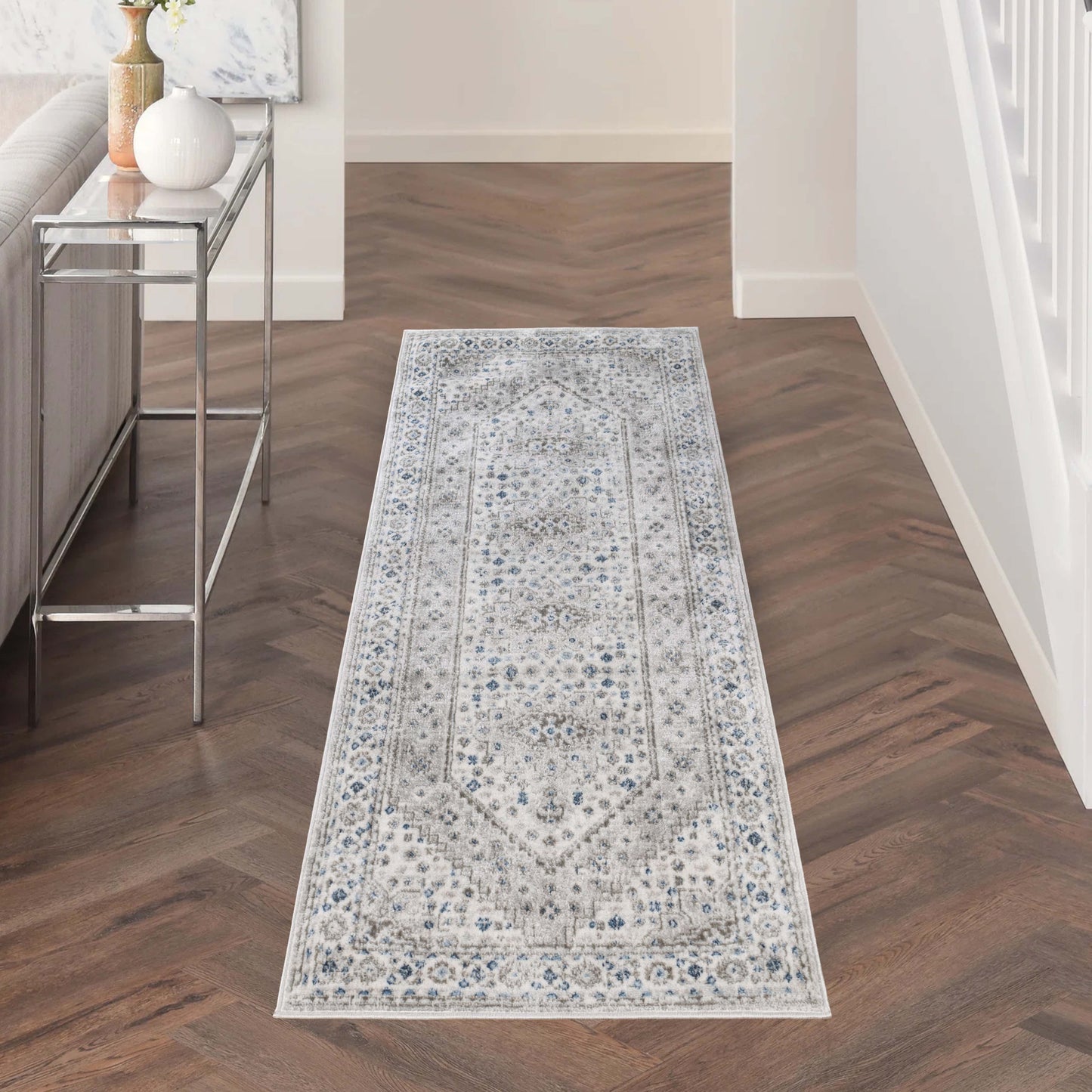 Layland Classic Vintage Medallion Indoor Area Rug or Runner - Gray