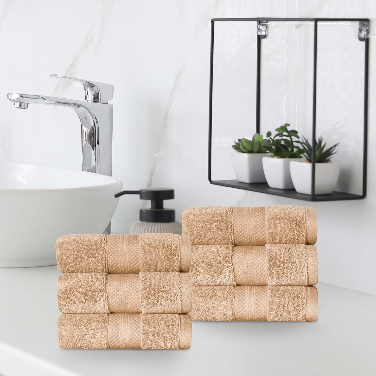 Superior Premium Turkish-Cotton Assorted Towel Set - Hazelnut