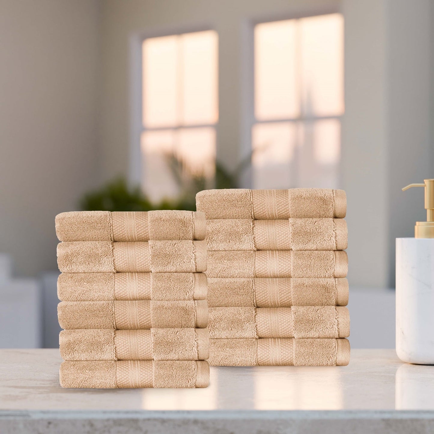Superior Premium Turkish-Cotton Assorted Towel Set - Hazelnut