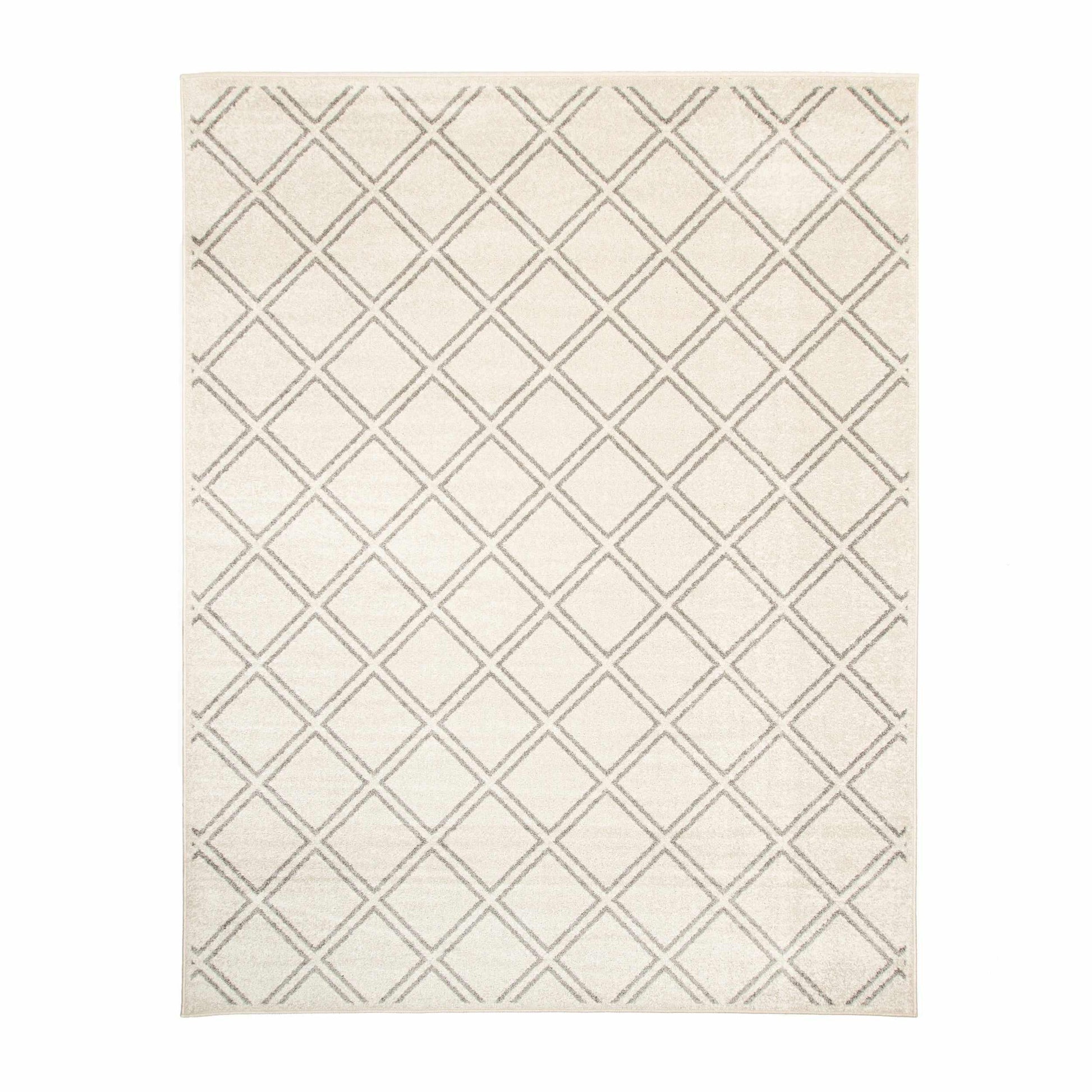 Hanleigh Modern Geometric Diamond Lattice Indoor Area Rug - Ivory