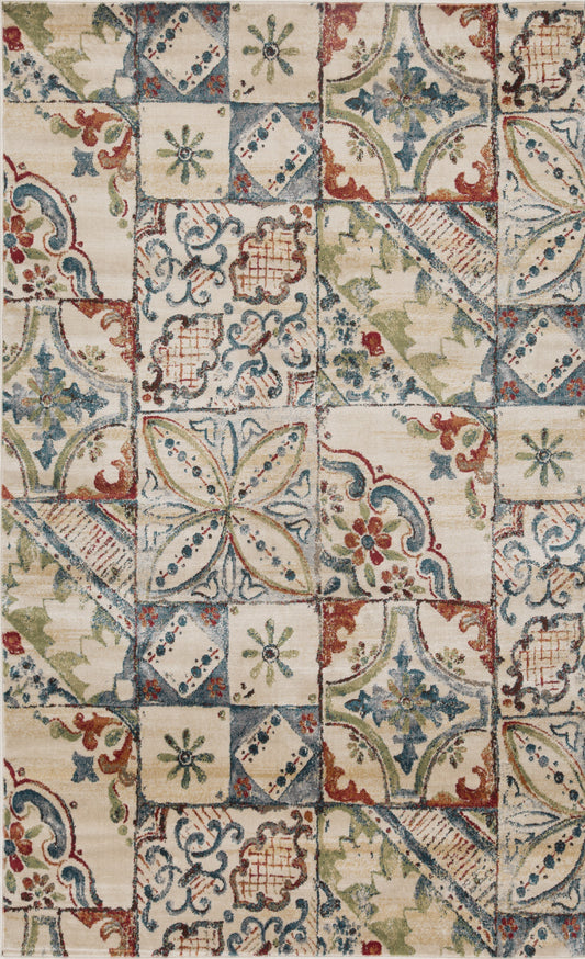 Superior Vanessa Vintage Floral Patchwork Indoor Area Rug Or Runner Rug Or Door Mat  - Teal