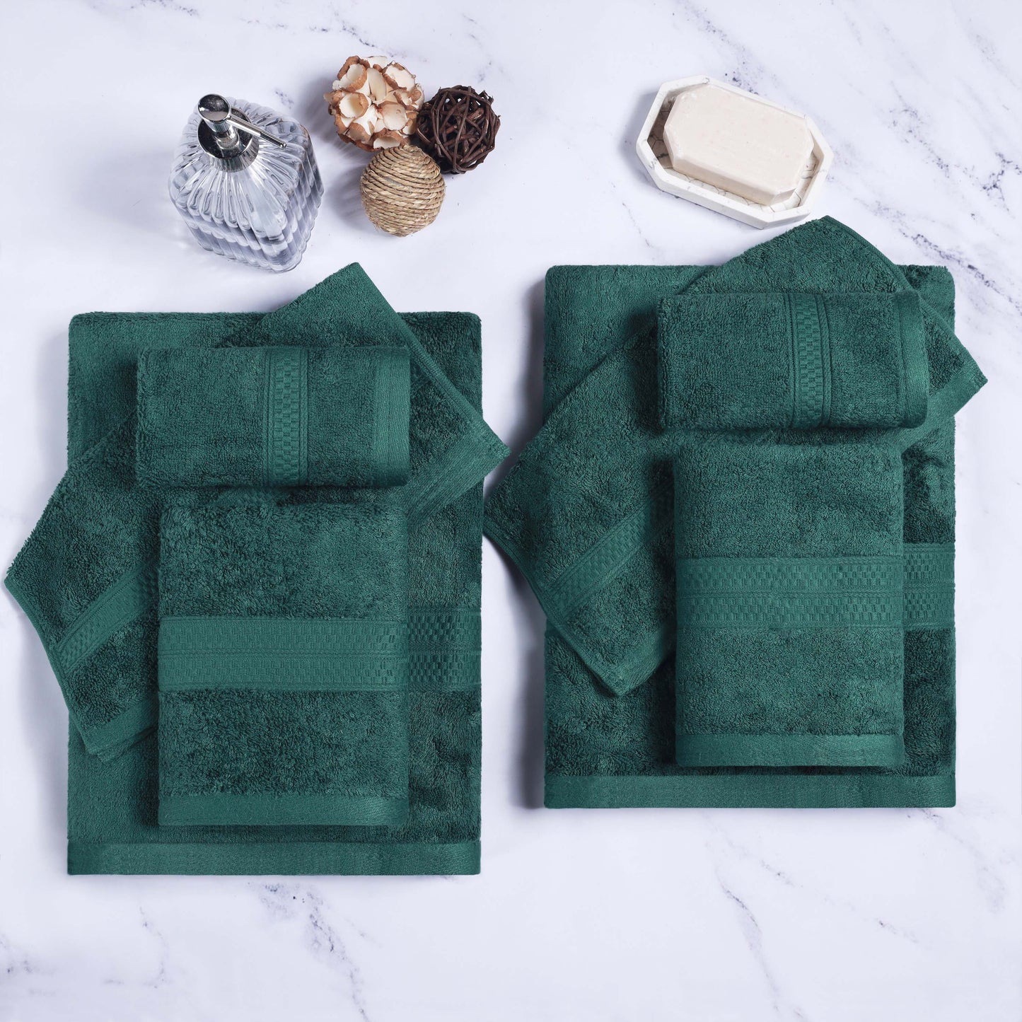 Ultra-Soft Rayon from Bamboo Cotton Blend 8 Piece Towel Set - HunterGreen