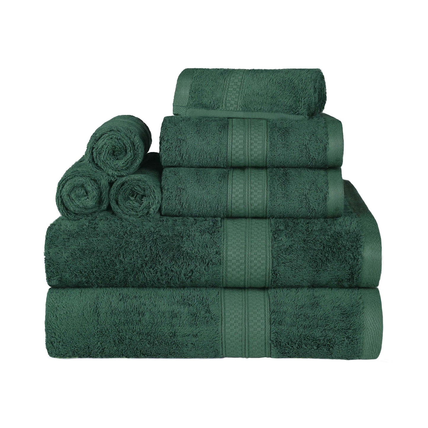 Ultra-Soft Rayon from Bamboo Cotton Blend 8 Piece Towel Set - HunterGreen
