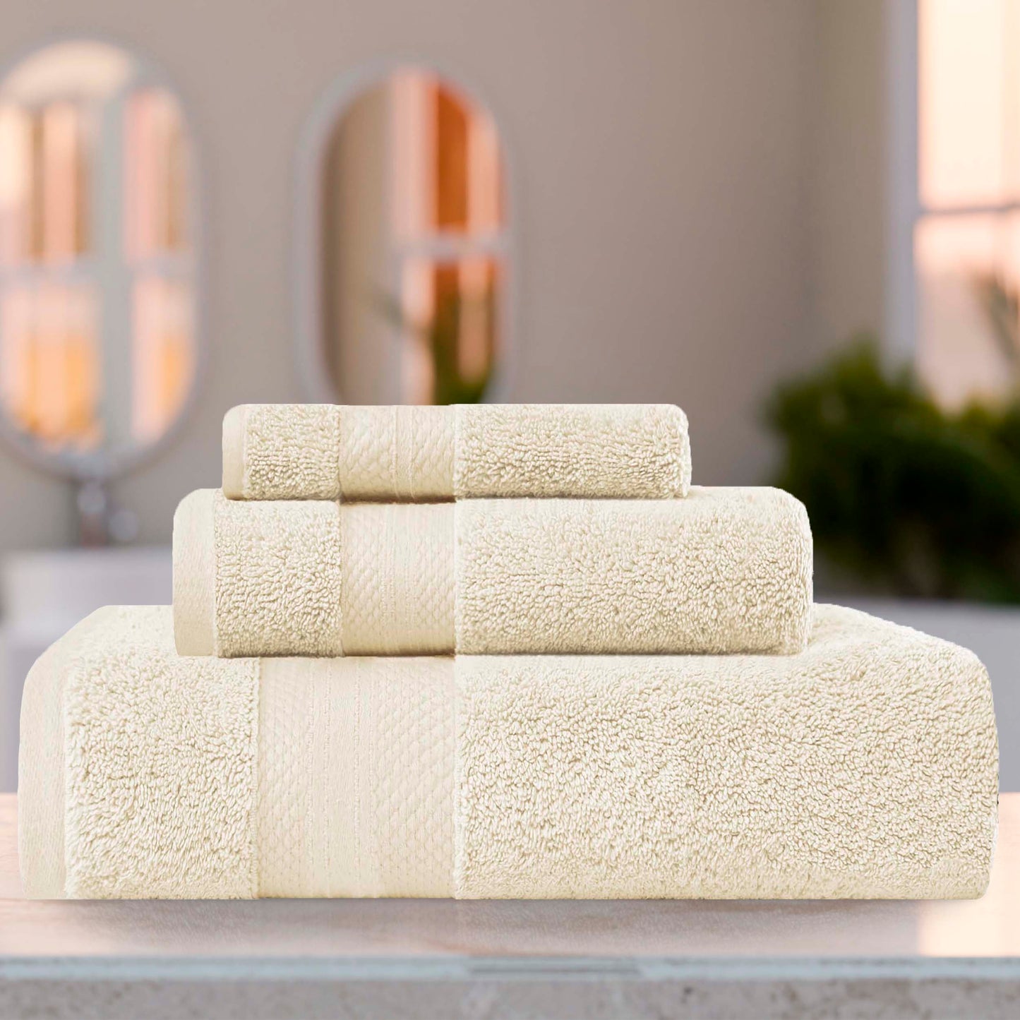 Superior Premium Turkish-Cotton Assorted Towel Set - Ivory