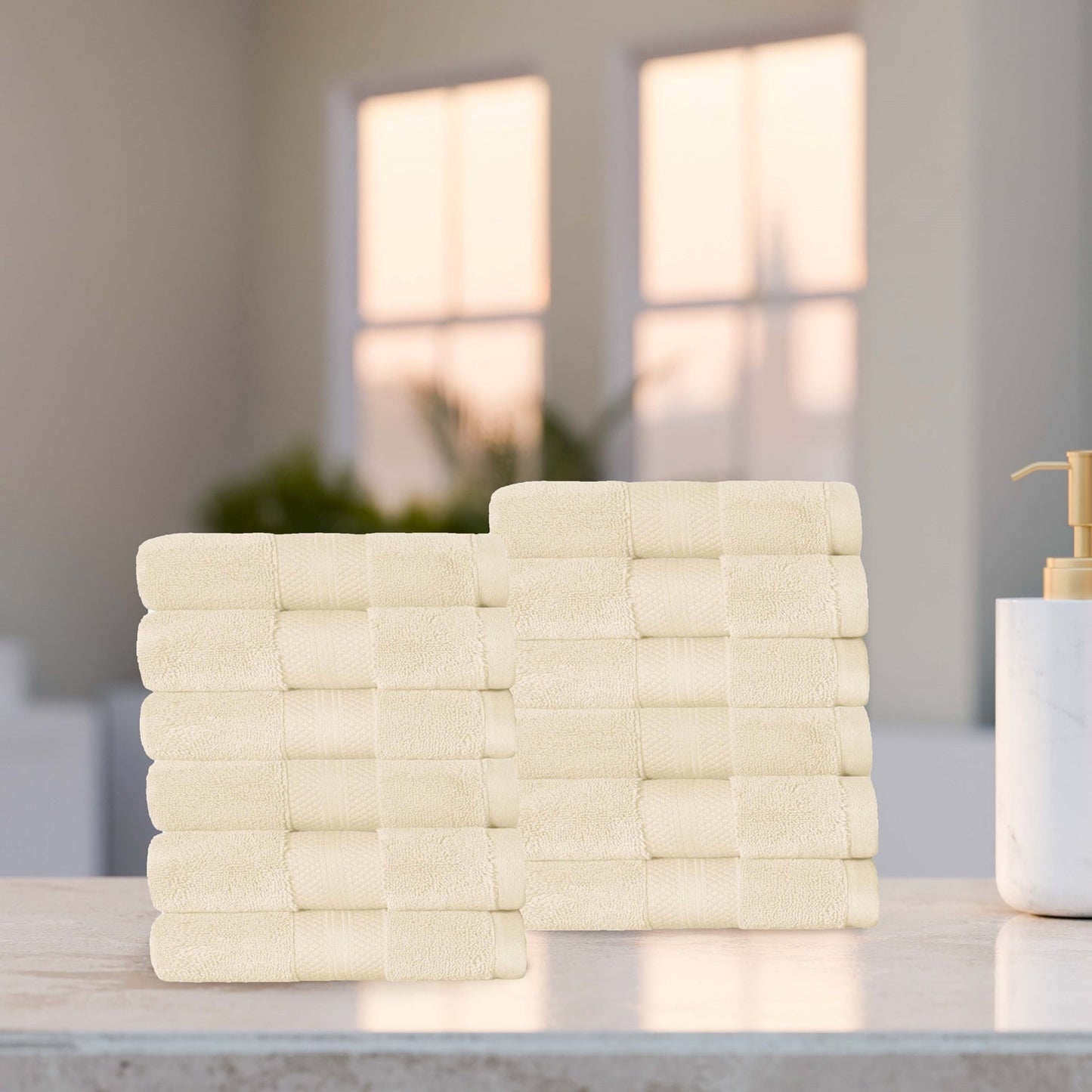 Superior Premium Turkish-Cotton Assorted Towel Set - Ivory