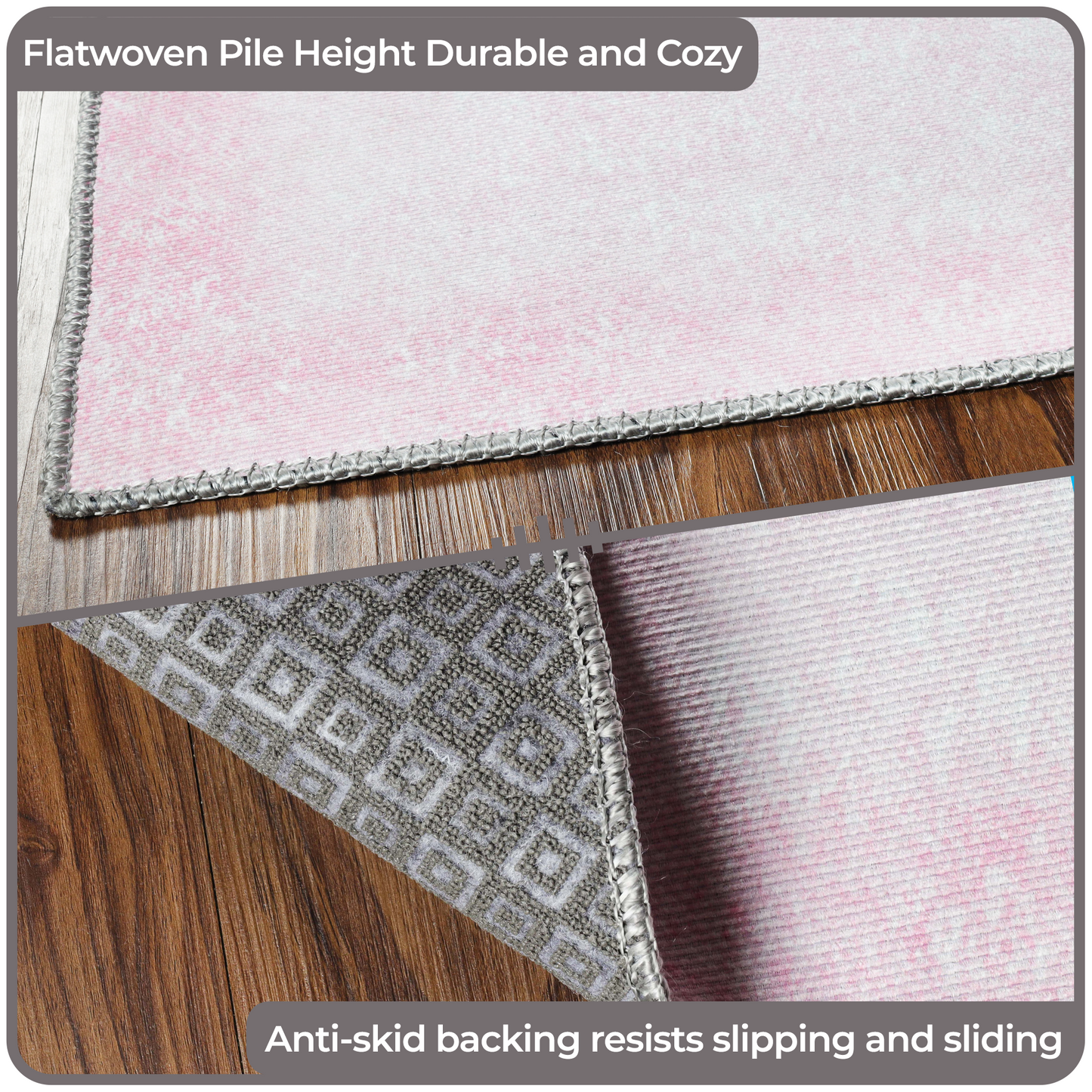 Superior Nursery Elephant Flatweave Indoor Area Rug - Soft Pink
