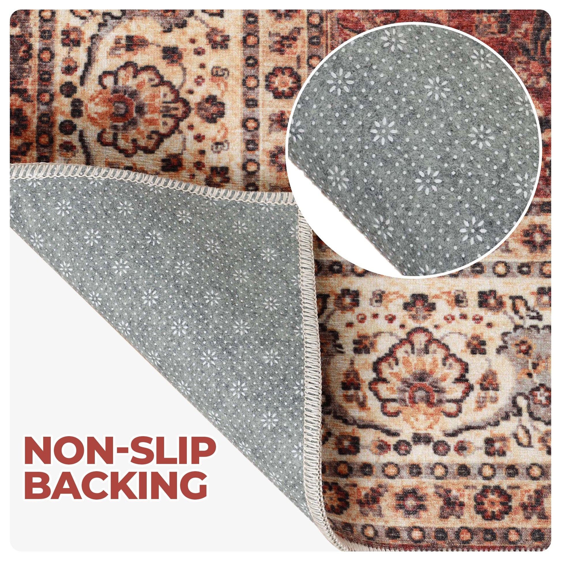 Toucan Geometric Medallion Non-Slip Washable Indoor Area Rug or Runner