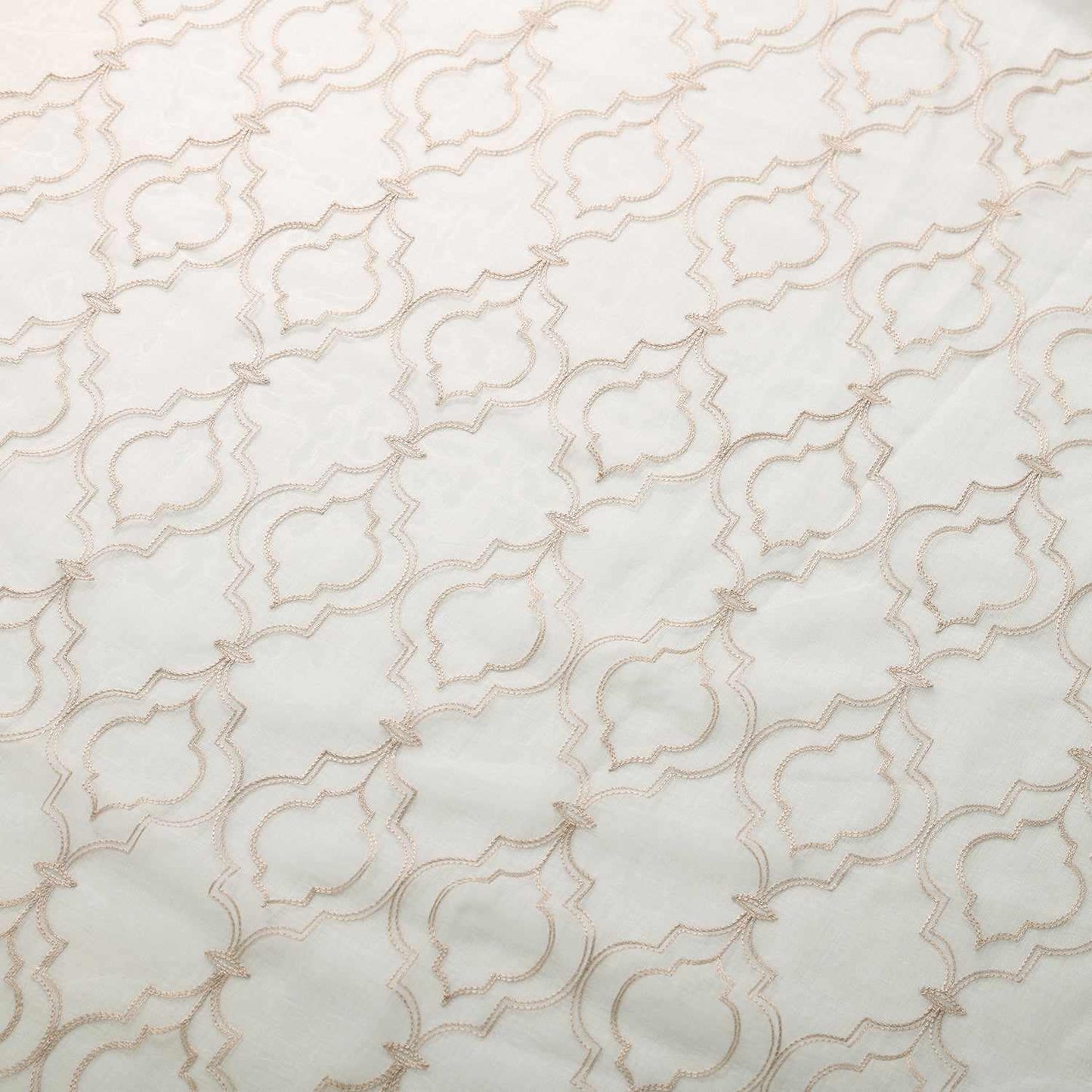Imperial Trellis Embroidered Lightweight Sheer Curtain Set - Champagne